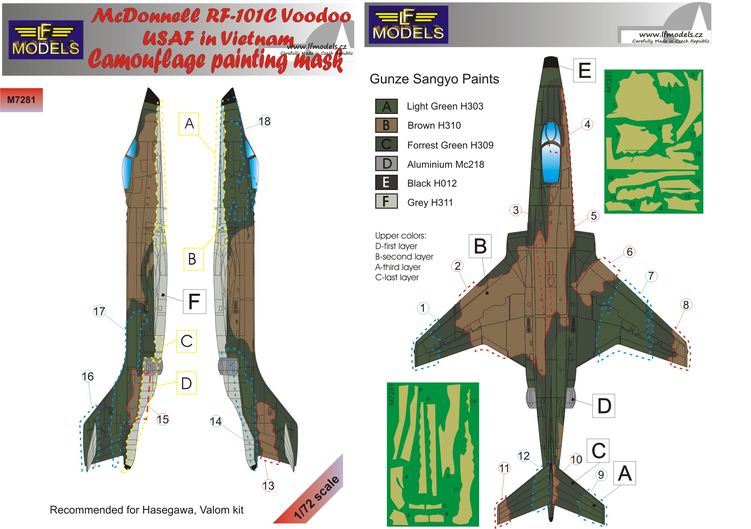 LF Models LFMM7281 RF-101C Voodoo USAF Vietnam Camo Masks 1:72