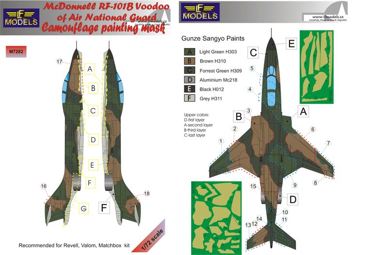 LF Models LFMM7282 RF-101B Voodoo ANG Camouflage Paint Masks 1:72