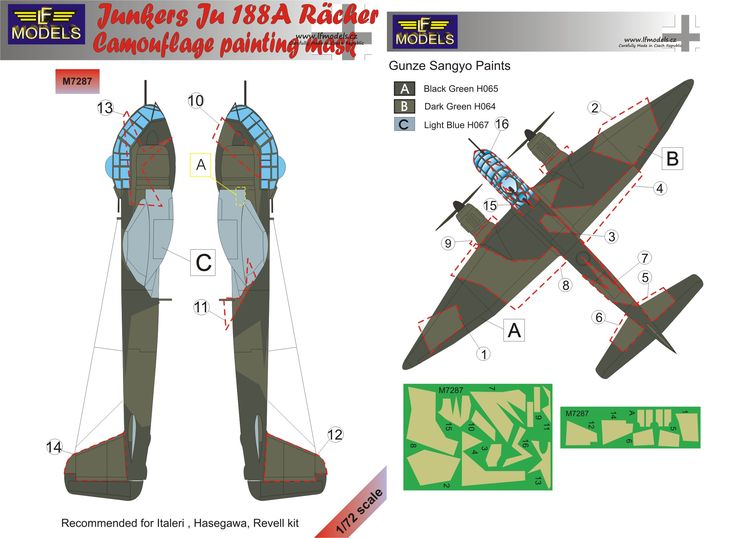LF Models LFMM7287 1:72 Junkers Ju-188A Racher/Racher camouflage masks