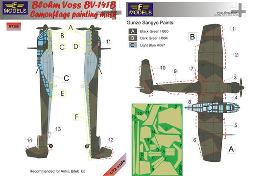 LF Models LFMM7288 1:72 Blohm Voss Bv-141B camouflage pattern paint masks