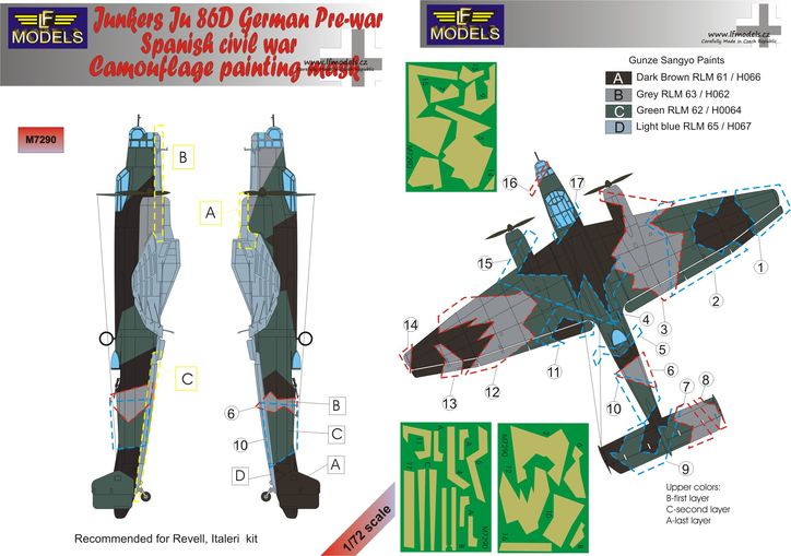 LF Models LFMM7290 Ju-86D Pre-War/Spanish Civil War Masks 1:72