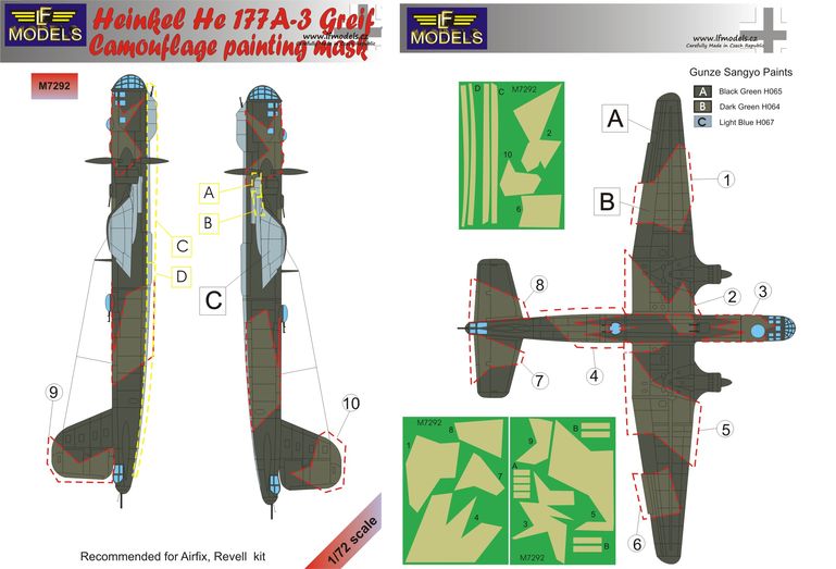 LF Models LFMM7292 1:72 Heinkel He-177A-3 Greif camouflage pattern paint masks