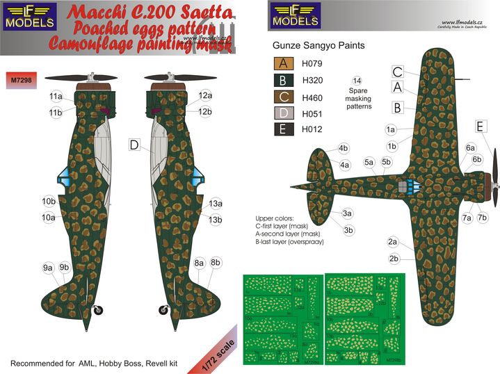 LF Models LFMM7298 Macchi C.200 Saetta Poached Eggs Masks 1:72