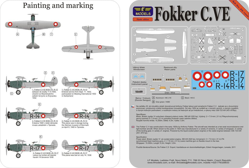LF Models LFPE7210 1:72 Fokker C.VE Denmark