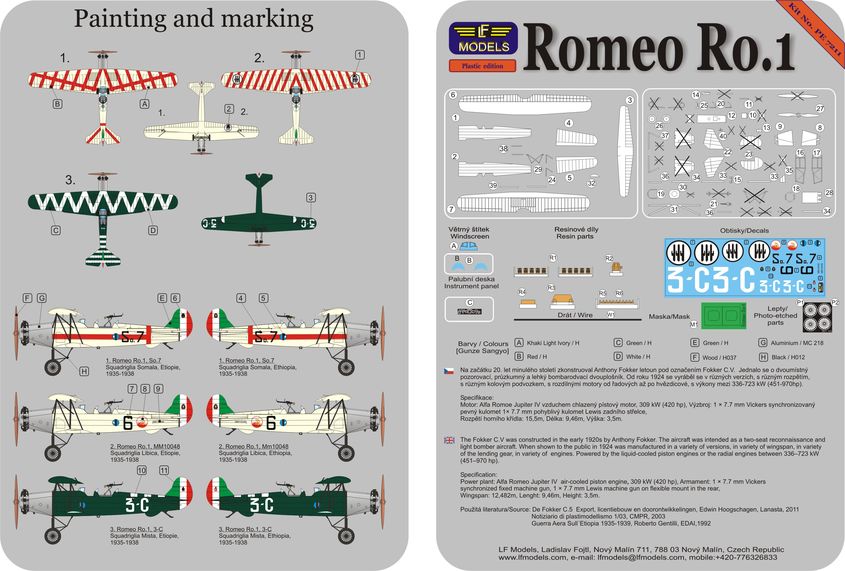 LF Models LFPE7211 1:72 Romeo Ro.1 Italy