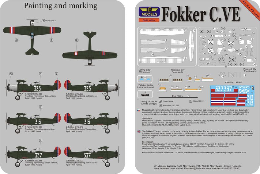 LF Models LFPE7213 1:72 Fokker C.VE Norway
