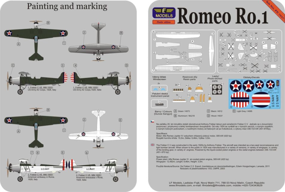 LF Models LFPE7217 1:72 Romeo Ro.1 in US service