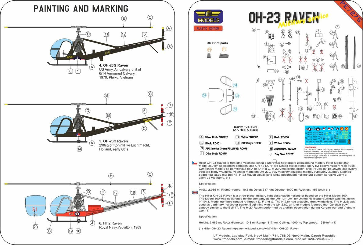 LF Models LFPE7275 Hiller OH-23 Raven Military Service Kit 1:72