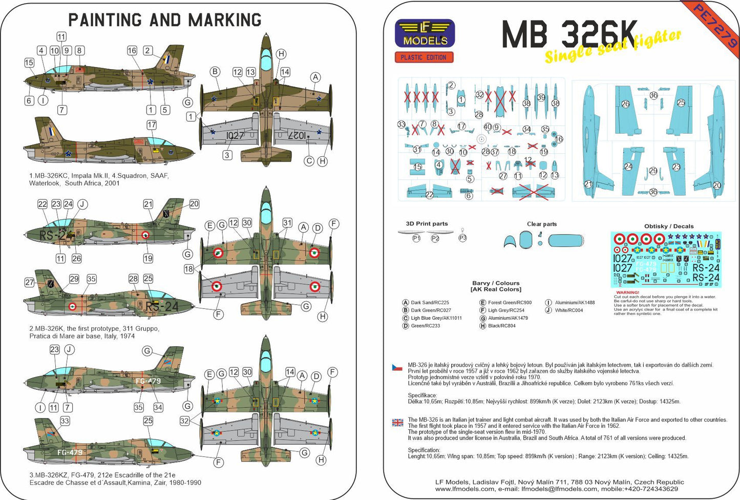 LF Models LFPE7279 Aermacchi MB-326K Impala Fighter Kit 1:72