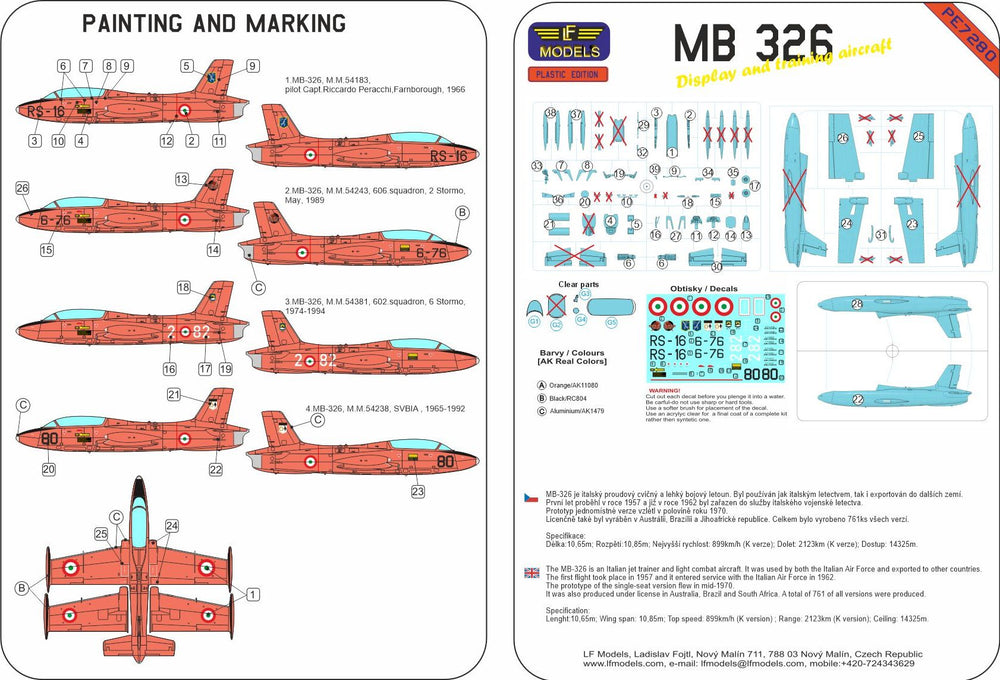 LF Models LFPE7280 Aermacchi MB-326 Display & Training Kit 1:72