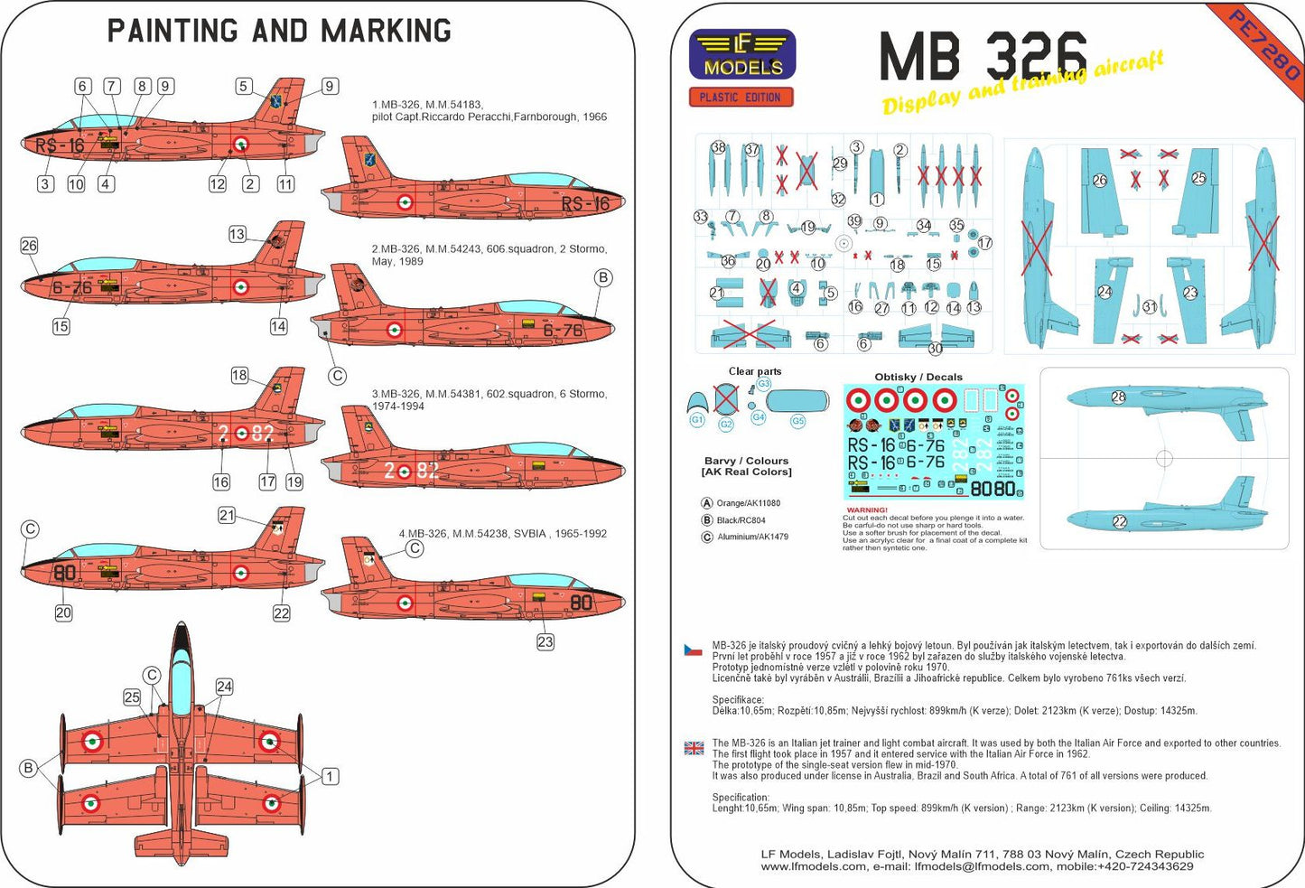 LF Models LFPE7280 Aermacchi MB-326 Display & Training Kit 1:72