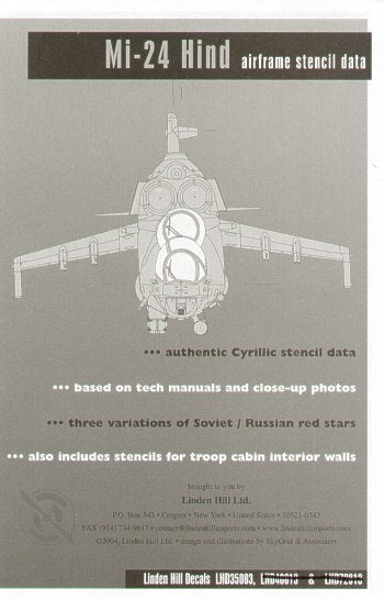 Linden Hill LHD35003 Mil Mi-24 Hind Cyrillic Stencil Decals 1:35