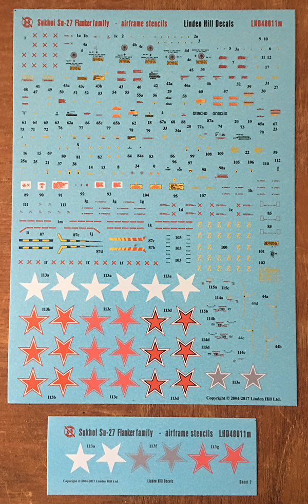Linden Hill LHD48011M 1:48 Sukhoi Su-27 Flanker B airframe stencils update