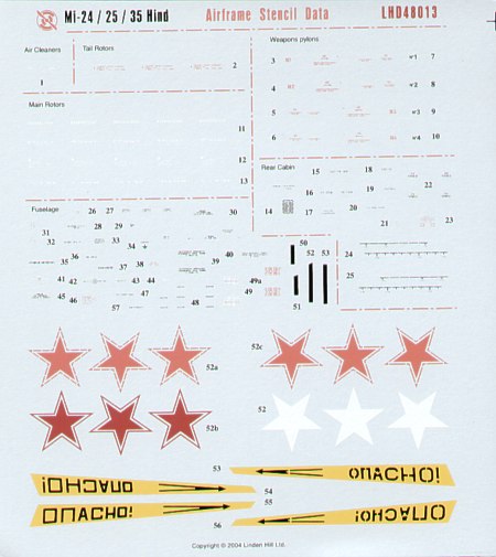 Linden Hill LHD48013 1:48 Mil Mi-24 Hind Cyrillic Stencil Data [Mil-24D]