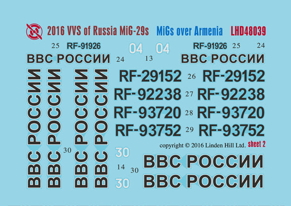 Linden Hill LHD48039 1:48 Russian MiGs over Armenia