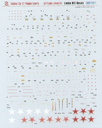 Linden Hill LHD72011 1:72 Sukhoi Su-27 Complete Technical Stencil Data
