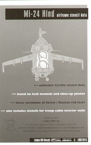 Linden Hill LHD72013 1:72 Mil Mi-24 Hind Cyrillic Stencil Data