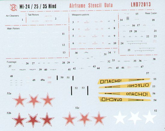 Linden Hill LHD72013 1:72 Mil Mi-24 Hind Cyrillic Stencil Data