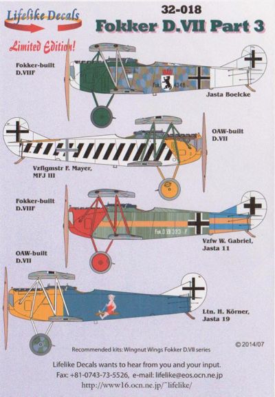 Lifelike LL32018 1:32 Fokker D.VII's