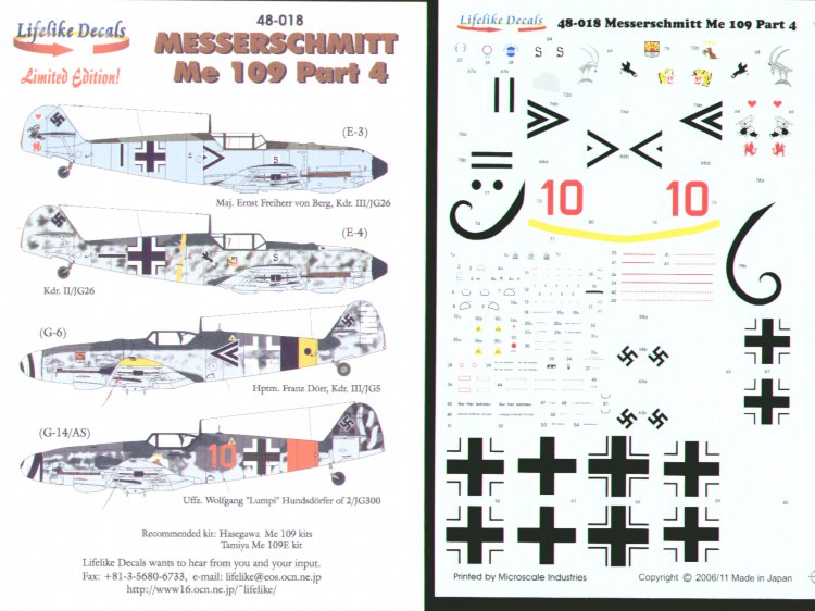 Lifelike LL48018 1:48 Messerschmitt Bf-109E/Bf-109G Part 4.