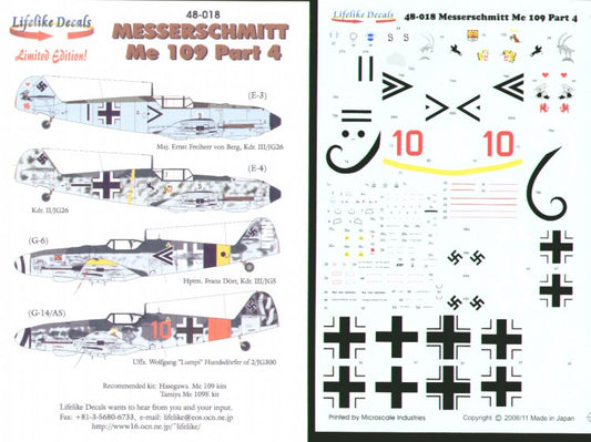 Lifelike LL48018 1:48 Messerschmitt Bf-109E/Bf-109G Part 4.