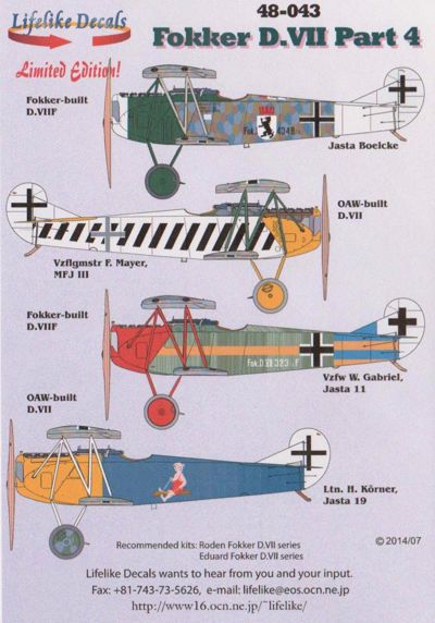 Lifelike LL48043 1:48 Fokker D.VII's