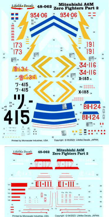 Lifelike LL48062 1:48 Mitsubishi A6M2/A6M3 Zero part 2 14 pages of instruction