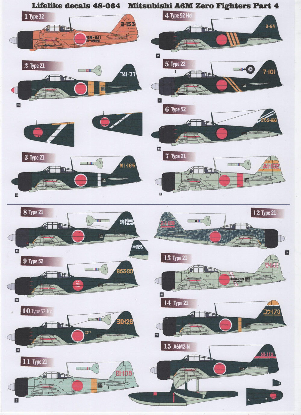 Lifelike LL48064 Mitsubishi A6M Zero Pt 4 Model 21/32/52 1:48