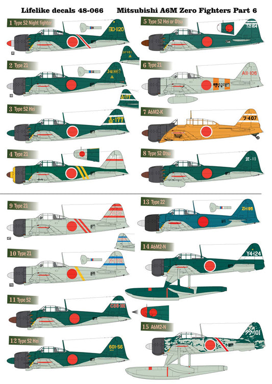 Lifelike LL48066 1:48 Mitsubishi A6M Zero fighter part 6 includes type 5 x A6M2