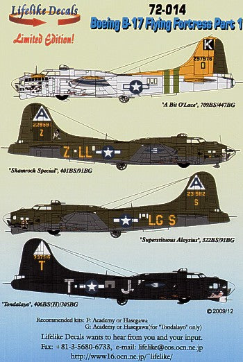 Lifelike LL72014 1:72 Boeing B-17F/B-17G Flying Fortress Part 1 8th Air Force