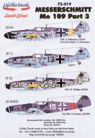 Lifelike LL72019 1:72 Messerschmitt Bf-109 Part 3