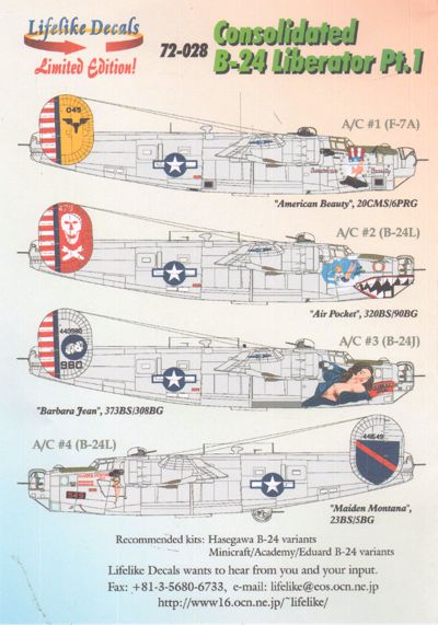 Lifelike LL72028 1:72 Consolidated B-24 Liberator
