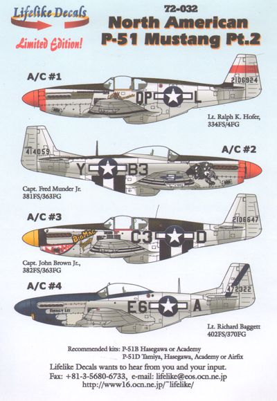 Lifelike LL72032 P-51B/D Mustang Salem Representative 1:72
