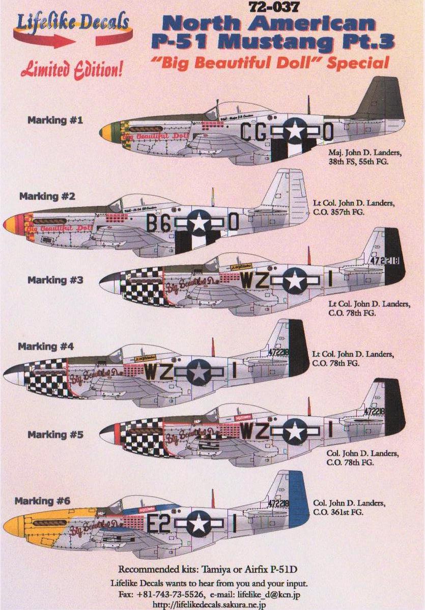 Lifelike LL72037 P-51D Mustang Pt 5 Big Beautiful Doll 1:72