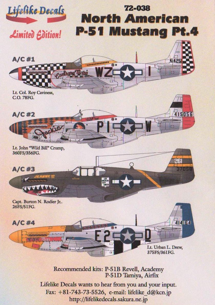 Lifelike LL72038 P-51B/D Mustang Pt 4 Detroit Miss/Jackie 1:72