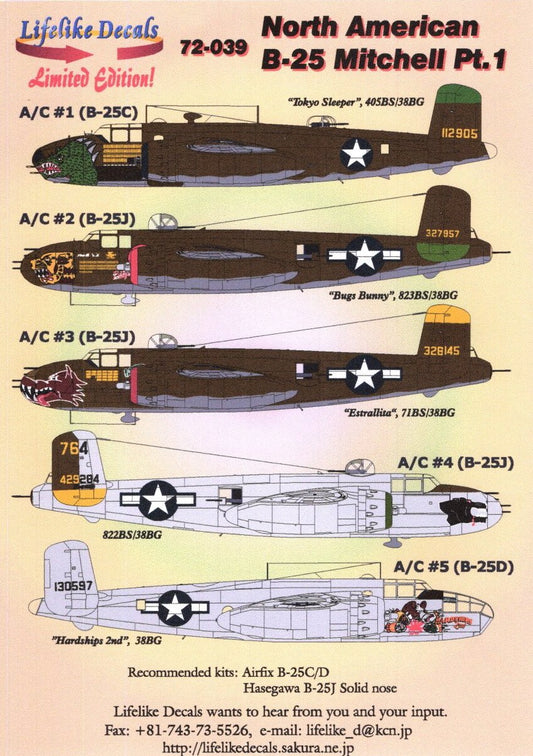 Lifelike LL72039 B-25C/D Mitchell Pt 1 Tokyo Sleeper 1:72