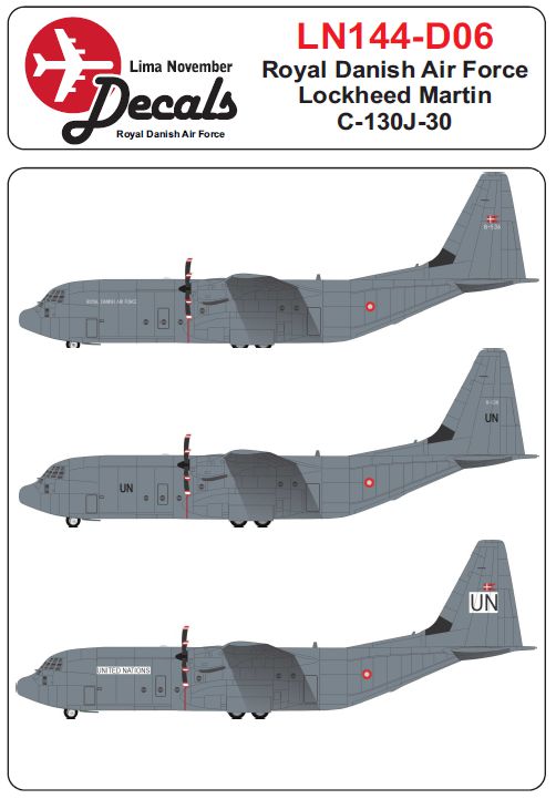 Lima November LN144-D06 Danish C-130J-30 Hercules Decals 1:144