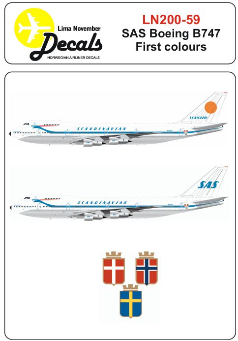 Lima November LN200-59 1:200 SAS Boeing 747 in the first colour scheme .