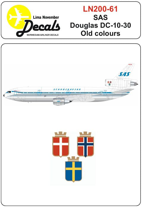 Lima November LN200-61 1:200 SAS Douglas DC-10 in the first colour scheme