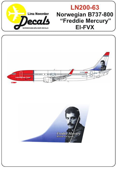 Lima November LN200-63 1:200 Norwegian Boeing 737-800 EI-FVX "Freddie Mercury"