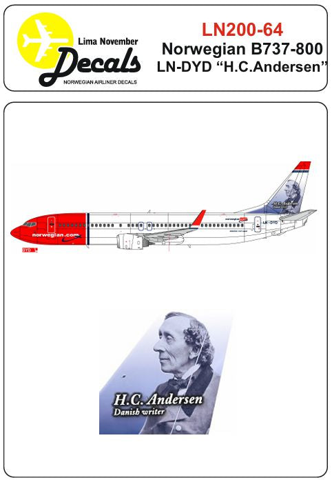 Lima November LN200-64 1:200 Norwegian Boeing 737-800 LN-DYD "H.C.Andersen"