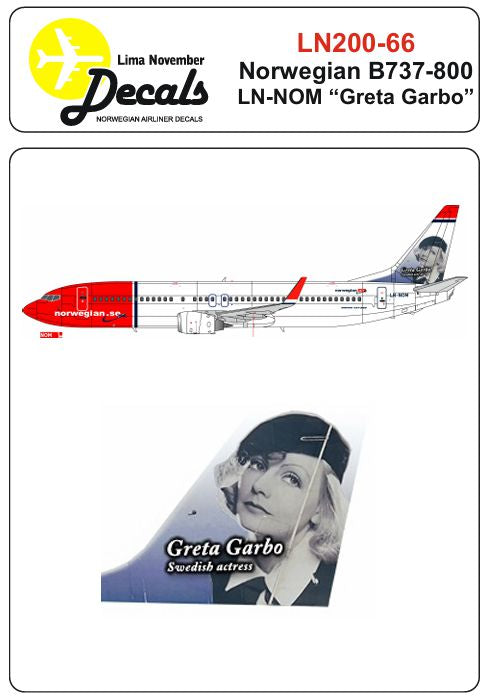 Lima November LN200-66 1:200 Norwegian Boeing 737-800 LN-NOM "Greta Garbo"