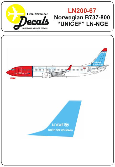 Lima November LN200-67 1:200 Norwegian Boeing 737-800 LN-NGE "Unicef"