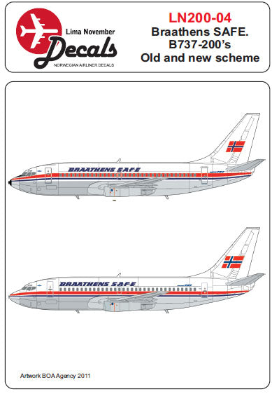 Lima November LN200-04 Braathens SAFE Boeing 737-200 Decals 1:200
