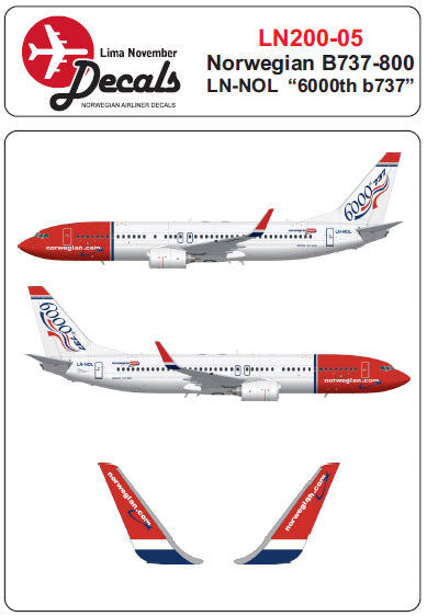 Lima November LN200-05 1:200 NORWEGIAN Boeing 737-800W 6000TH TAIL