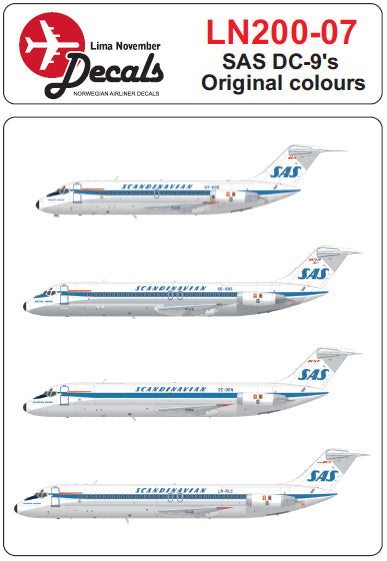 Lima November LN200-07 1:200 SAS Douglas DC-9 dragon livery for the Hasegawa kit