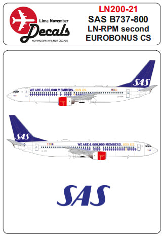 Lima November LN200-21 1:200 SAS 737-800 LN-RPM second Eurobonus colour scheme