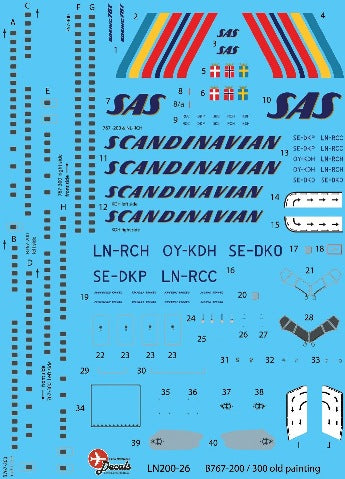 Lima November LN200-26 SAS Boeing 767 Rainbow Scheme 2018 1:200
