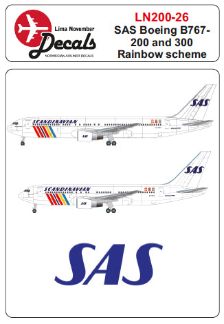 Lima November LN200-26 SAS Boeing 767 Rainbow Scheme 2018 1:200