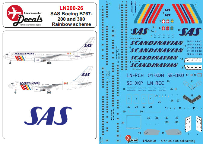 Lima November LN200-26 SAS Boeing 767 Rainbow Scheme 2018 1:200